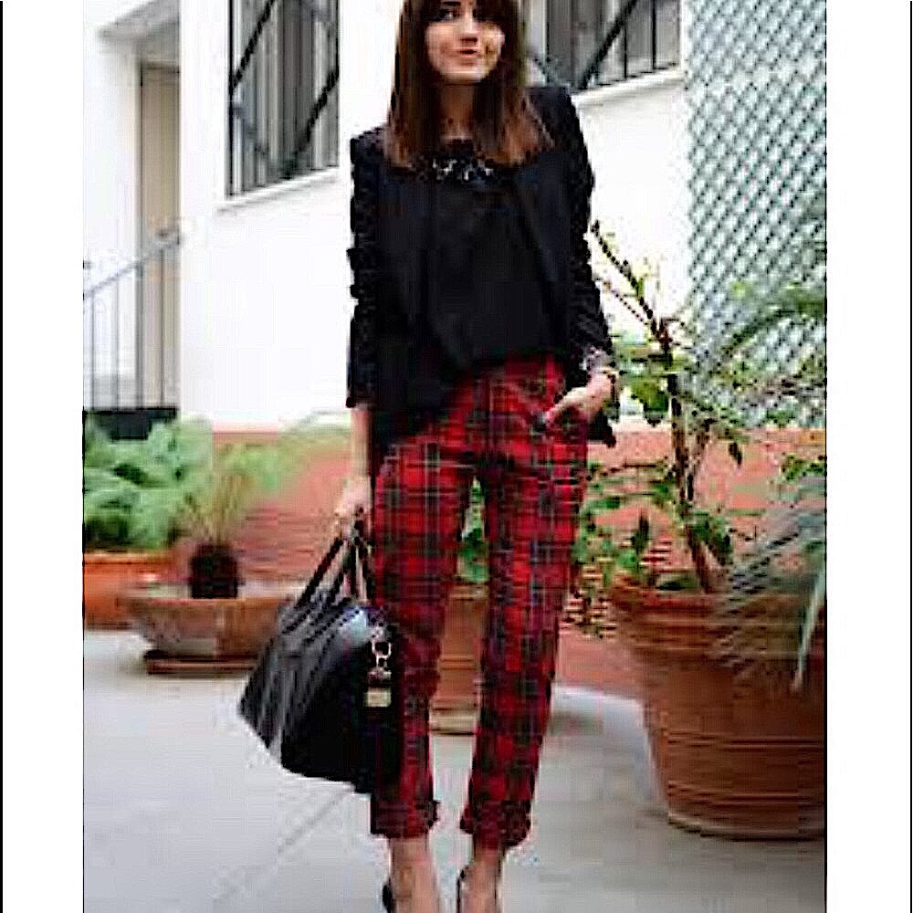 Hudson Bettie Hi-Rise Mix-Media Plaid Tapered 👖